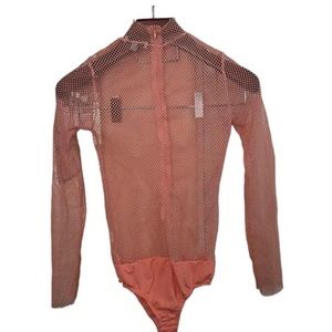 Settledown Peach Netted Long Sleeve Bodysuit - M